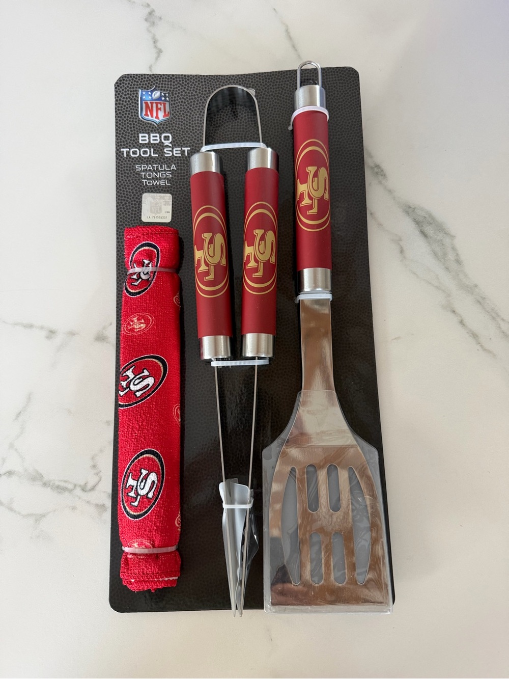 NFL San Francisco 49ers Red & Gold BBQ Tool Set with Towel